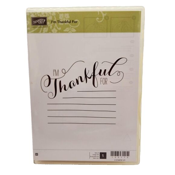 Stampin Up I'm Thankful For Large Mounted Wood Stamp Journaling Gratitude - Picture 1 of 6